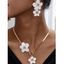 Parure Collier et Boucles D'Oreilles Tendance avec Pendentif Fleurs Éclatantes pour Vacances - Rouge 