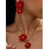 Parure Collier et Boucles D'Oreilles Tendance avec Pendentif Fleurs Éclatantes pour Vacances - Rouge 