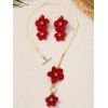 Parure Collier et Boucles D'Oreilles Tendance avec Pendentif Fleurs Éclatantes pour Vacances - Rouge 