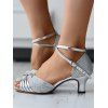 Solid Color Crossover Twisted Textured Buckle Strap High Heel Elegance Party Sandals - Argent EU 42