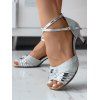 Solid Color Crossover Twisted Textured Buckle Strap High Heel Elegance Party Sandals - Argent EU 42