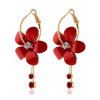 Accessoire Boucles D'Oreilles Pendantes de Vacances Tendances en Forme de Fleur en Strass pour Femmes - Rouge 