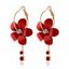 Accessoire Boucles D'Oreilles Pendantes de Vacances Tendances en Forme de Fleur en Strass pour Femmes - Rose clair 