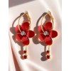 Accessoire Boucles D'Oreilles Pendantes de Vacances Tendances en Forme de Fleur en Strass pour Femmes - Rouge 