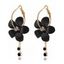 Accessoire Boucles D'Oreilles Pendantes de Vacances Tendances en Forme de Fleur en Strass pour Femmes - Rose clair 