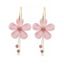 Accessoire Boucles D'Oreilles Pendantes de Vacances Tendances en Forme de Fleur en Strass pour Femmes - Rose clair 