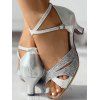 Solid Color Crossover Rhinestone Buckle Strap High Heel Open Toe Elegance Party Sandals - Argent EU 36