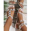 Rhinestone Butterfly Faux Pearl Square Open Toe Slip On Flat Elegance Sandals - Blanc EU 42