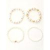 4 Pièces Bracelets Tissés en Forme de Cœur avec Perles Fantaisies pour Femmes - Blanc 