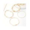 4 Pièces Bracelets Tissés en Forme de Cœur avec Perles Fantaisies pour Femmes - Blanc 