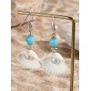 Boucles D'Oreilles Pendantes Motif Coquillage Etoile et Perle Fantaisie pour Vacances à la Plage - Blanc 