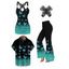 Vacation Couple Outfit Butterfly Print Ombre Lace Surplice Tank Top High Waisted Wide Leg Pants and Roll Up Sleeve Shirt Matching Outfit - Noir S | US 4