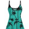 Vacation Outfit Palm Tree Print Spaghetti Strap V Neck Mini Dress and Glitter Sparkling Sequins Butterfly Earrings Beaded Slip On Sandals Casual Outfit - Vert profond S | US 4