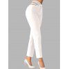 Pantalon Capri Moulant Simple Ajouré Rayé à Taille Haute - Blanc L | US 8