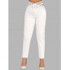 Pantalon Capri Moulant Simple Ajouré Rayé à Taille Haute - Blanc L | US 8