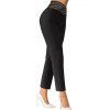 Pantalon Capri Moulant Simple Ajouré Rayé à Taille Haute - Noir S | US 4