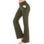 Pantalon Evasé Long de Yoga à Taille Haute avec Poches en Couleur Unie - Vert profond 3XL | US 14