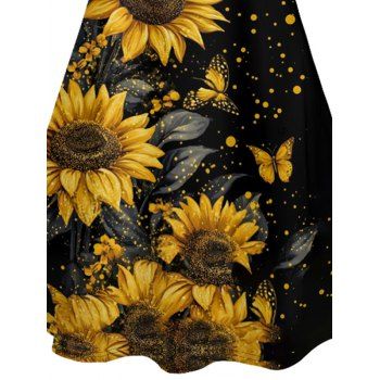 Sunflower Butterfly Dots Vacation Dress Spaghetti Strap A Line Mini Casual Tank Dress