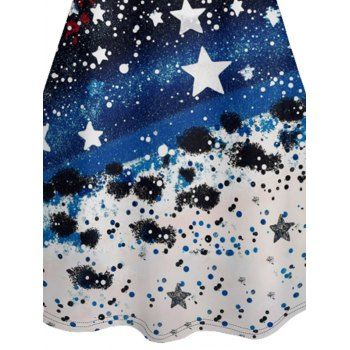 Independence Day Contrast Color American Flag Pattern Dress Stripe Star Spaghetti Strap A Line Patriotic Tank Dress