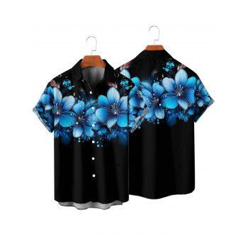 Vacation Couple Outfit Dots Floral Pattern Spaghetti Strap A Line Tank Dress and Roll Up Sleeve Shirt Matching Outfit