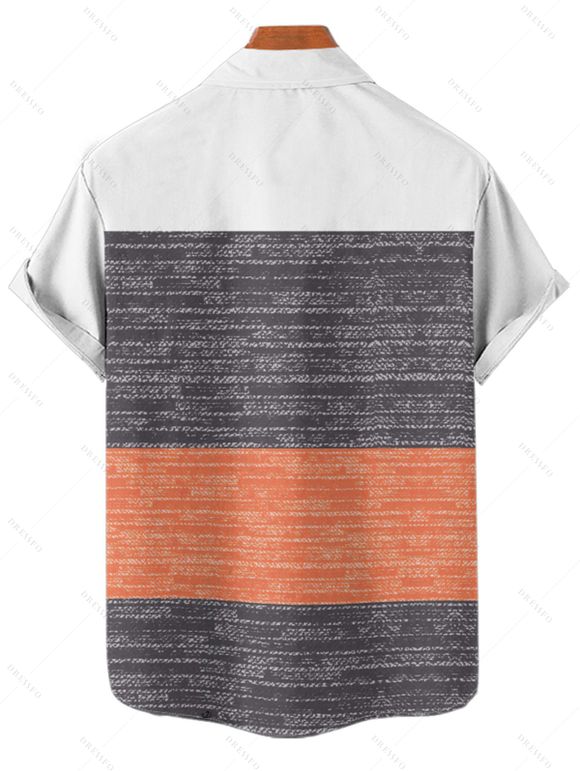 Chemise de Plage Lettre Motif de Palmier en Blocs de Couleurs à Manches Roulées pour Homme - multicolor A 2XL