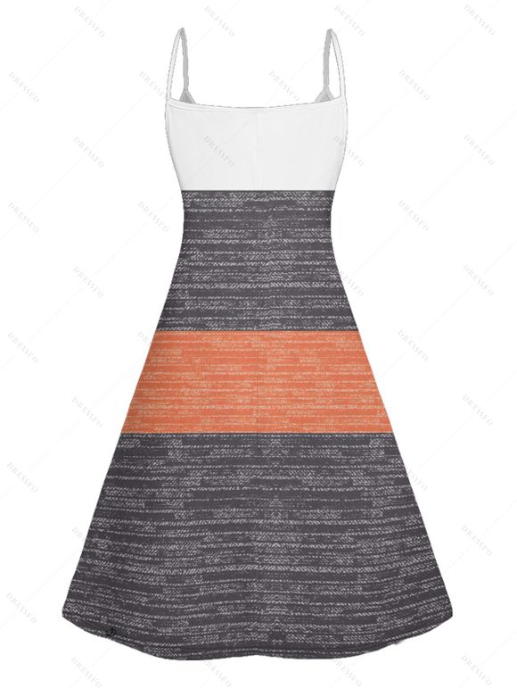 Vacation Couple Outfit Contrast Color Palm Tree Letter Pattern Spaghetti Strap A Line Tank Dress and Roll Up Sleeve Shirt Matching Outfit - multicolor A S | US 4