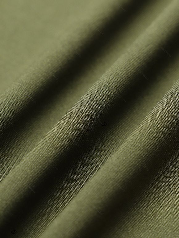 Casual Outfit Solid Color Crossover Butterfly Lace O Ring Strap Ruched Dress and Round Shape Life Tree Pattern Hoop Earrings Rivet Buckle Strap Zip Up Chunky Heel Boots Outfit - Vert profond S | US 4