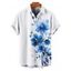 Chemise de Vacances Fleur Feuille Aquarelle Imprimée Boutonnée pour Homme - Blanc S