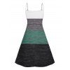Robe de Vacances Ligne A Rayée Palmier Lettre Imprimée en Couleur Contrastée à Bretelle Fine - Vert profond XL | US 12