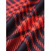 Mini Robe Moulante Ligne A à Carreaux Imprimé sans Manches avec Œillet à Lacets - Rouge XL | US 12