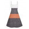 Contrast Color Striped Palm Tree Letter Print Vacation Dress Spaghetti Strap A Line Tank Dress - multicolor A S | US 4