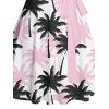 Robe de Plage Ligne A Palmier Arbre Noix de Coco Imprimé sans Manches en Blocs de Couleurs - Rose clair XXL | US 14