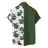 Chemise de Vacances Vintage Fleur Imprimée en Couleur Contrastée Boutonnée à Manches Roulées - Vert profond 4XL