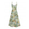 Robe de Vacances Longue à Bretelle Fine Motif de Feuille Tropicale - Vert clair XXL | US 14