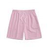 Short de Plage à Taille Elastique en Couleur Unie avec Cordon de Serrage pour Hommes - Rose clair 5XL