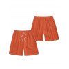 Short de Plage à Taille Elastique en Couleur Unie avec Cordon de Serrage pour Hommes - Orange 5XL