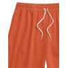 Short de Plage à Taille Elastique en Couleur Unie avec Cordon de Serrage pour Hommes - Orange 5XL