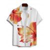 Vacation Couple Outfit Tropical Floral Pattern Spaghetti Strap Pocket A Line Dress and Roll Up Sleeve Shirt Matching Outfit - Orange S | US 4