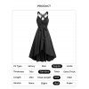 Gothic Outfit Crossover Self Belted Bowknot Tied Dress and Hollow Out Butterfly Hair Claw Beaded Lace Choker Floral Mesh Crystal High Heel Boots Outfit - Noir S | US 4