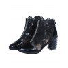 Gothic Outfit Crossover Self Belted Bowknot Tied Dress and Hollow Out Butterfly Hair Claw Beaded Lace Choker Floral Mesh Crystal High Heel Boots Outfit - Noir S | US 4