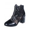 Gothic Outfit Crossover Self Belted Bowknot Tied Dress and Hollow Out Butterfly Hair Claw Beaded Lace Choker Floral Mesh Crystal High Heel Boots Outfit - Noir S | US 4