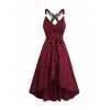 Casual Outfit Solid Color Butterfly Lace Crossover O Ring Strap Self-belted High Low Dress and Butterfly Earrings Zip Up High Heels Open Toe Sandals Outfit - Rouge foncé S | US 4