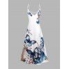 Robe de Vacances Décontractée Ligne A Motif de Papillon Fleur Aquarelle avec Poche - Blanc XXL | US 14