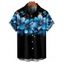 Chemise Décontractée Boutonnée Motif de Fleur à Pois à Manches Roulées pour Homme - Noir 4XL