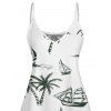 Vacation Couple Outfit Coconut Tree Print V Neck High Waist Spaghetti Strap Dress and Roll Up Sleeve Shirt Solid Color Drawstrings Beach Shorts Matching Outfit - Vert profond S | US 4