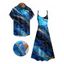 Vacation Couple Outfit Colorblock Marble Printed Spaghetti Strap A Line Tank Dress and Roll Up Sleeve Shirt Matching Outfit - Bleu profond S | US 4