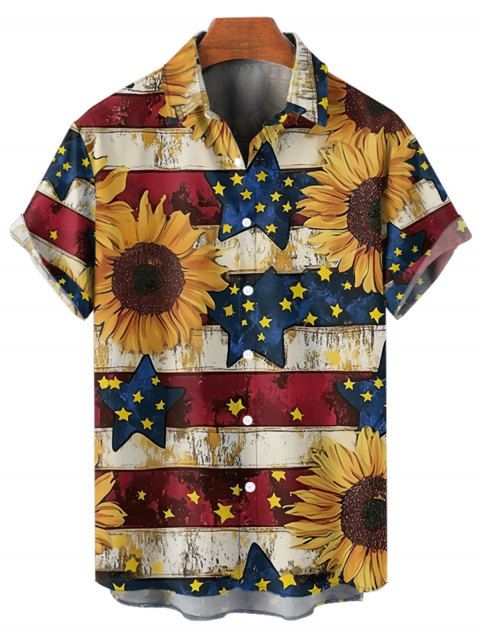 Chemise à Boutons Décontractée à Motif Tournesol