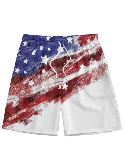 Short de Course à Elastique Rayé Motif de Drapeau Américain à Cordon pour Homme