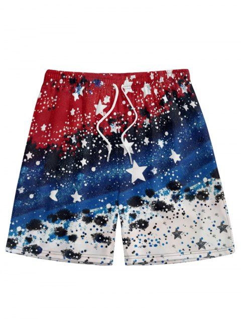 Men's Solid Color Drawstring Beach Shorts Elastic Waist Board Shorts