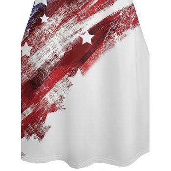 Independence Day American Flag Striped Star Pattern Patriotic Dress Spaghetti Strap A Line Tank Dress